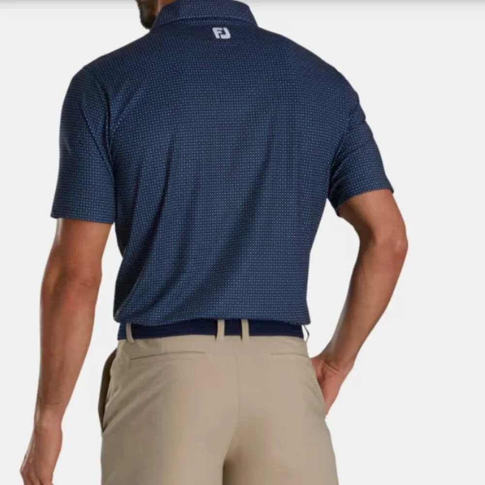 FootJoy Dot Geo Lisle Men's polo in blue size Large - Picture 11 of 11